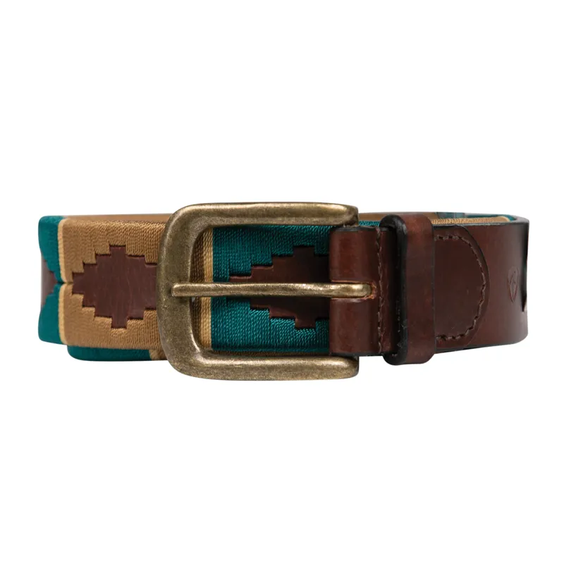 Hy Equestrian Polo Belt - Teal/Mocha/Beige